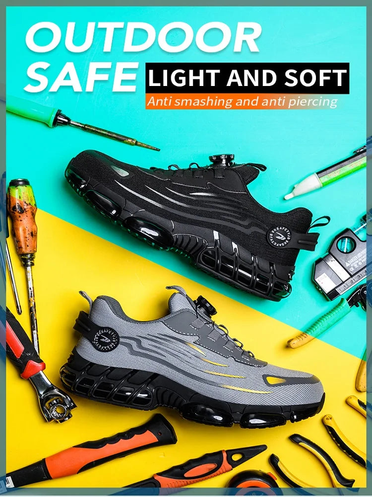 Men’s Rotating Button Safety Shoes – Anti-Smash & Anti-Puncture